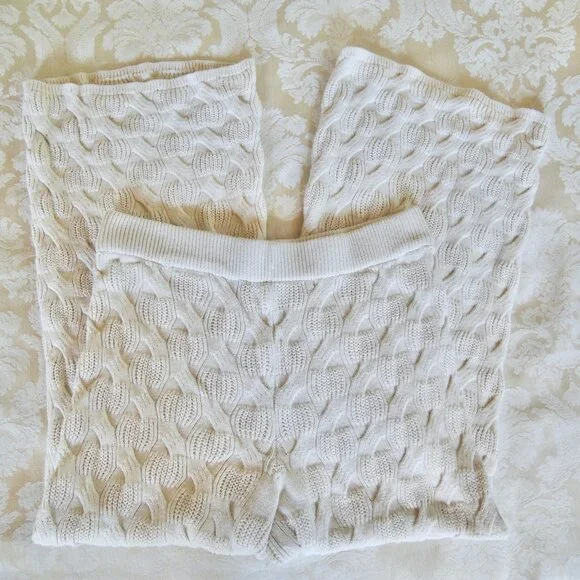 Rachel Comey Cream Cable Knit Wide Leg Palazzo Pants L - Picture 1 of 9